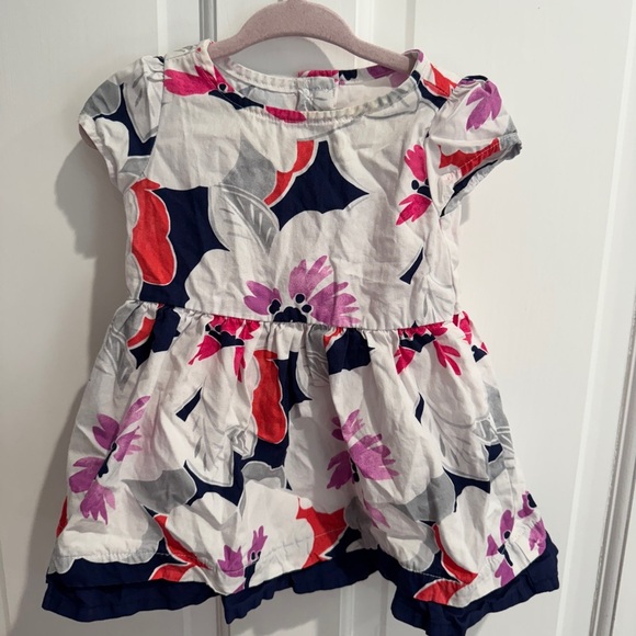 NWOT Gymboree 6-12M Girls Baby White Blue Floral Short Sleeve Formal Dress - Picture 1 of 5